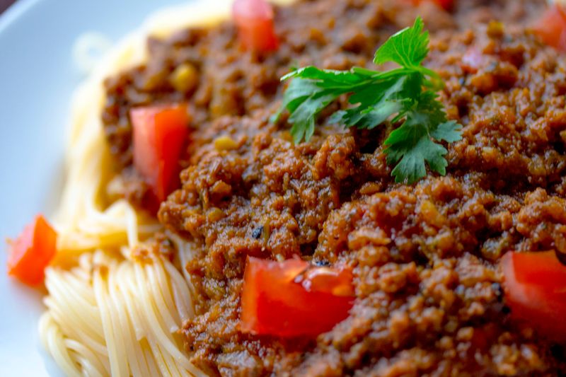 Spaghetti Bolognese pasta at Anthony's pizza restaurant